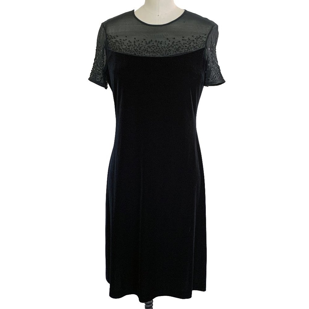 ✨3/$30✨ Black Velvet and Sheer Beaded Dress